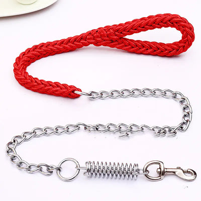 Handwoven Spring Dog Leash with Collar for Large Dogs - Fullshopping