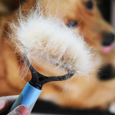 Grooming Brush For Pet Dog Cat Deshedding Tool Rake Comb Fur Remover Reduce 2-Side Dematting Tool For Dogs Cats Pets Grooming Brush Double Sided Shedding And Dematting Undercoat Rake Hair Removal Comb - Fullshopping