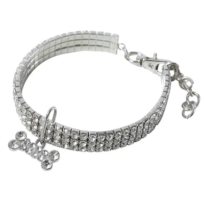 Bling Rhinestone Dog Collar with Leash for Small Dogs - Fullshopping