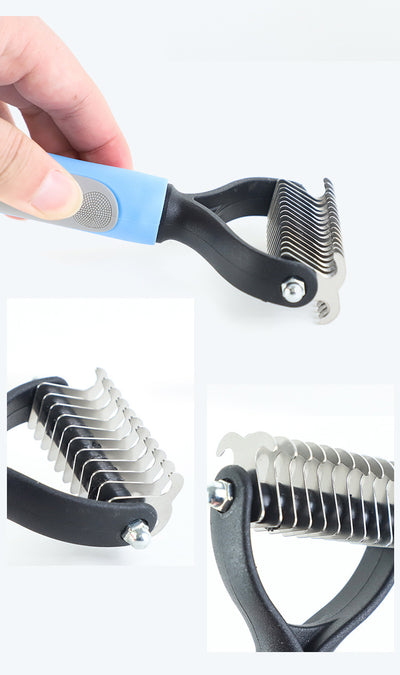 Stainless Double-sided Pet Brush Hair Removal Comb Grooming Dematting Dog Grooming Shedding Tools - Fullshopping