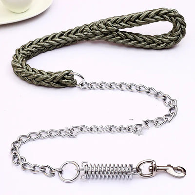 Handwoven Spring Dog Leash with Collar for Large Dogs - Fullshopping