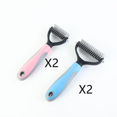 Stainless Double-sided Pet Brush Hair Removal Comb Grooming Dematting Dog Grooming Shedding Tools - Fullshopping