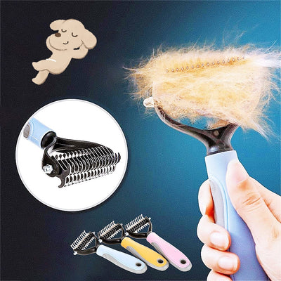 Stainless Double-sided Pet Brush Hair Removal Comb Grooming Dematting Dog Grooming Shedding Tools - Fullshopping