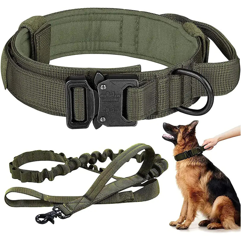 Tactical Outdoor Dog Leash for Large Dogs with Collar - Fullshopping