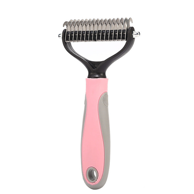 Stainless Double-sided Pet Brush Hair Removal Comb Grooming Dematting Dog Grooming Shedding Tools - Fullshopping