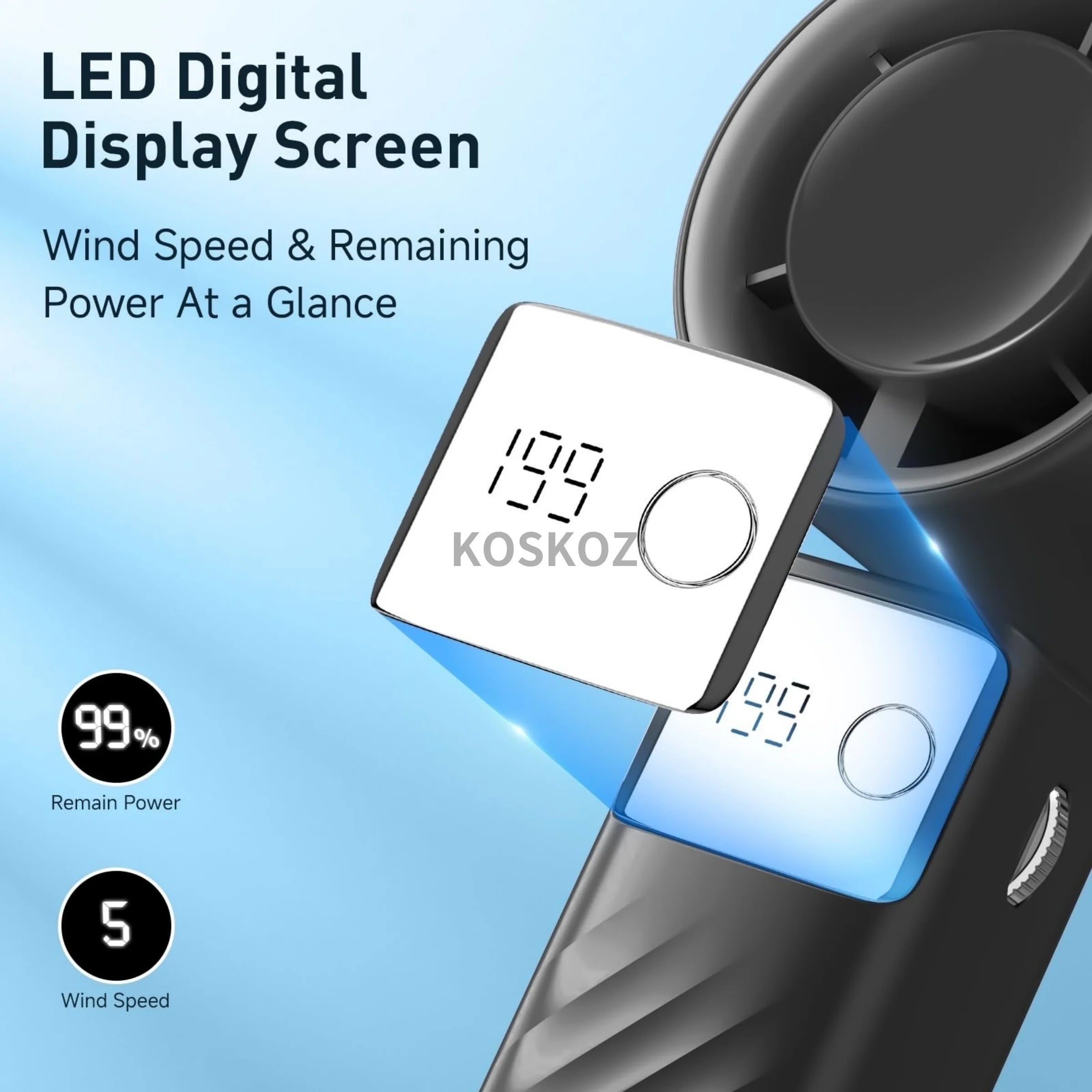 Portable Handheld Turbo Fan - Foldable Mini Fan with Air Turbo Tech, 1-199 Speed Adjustment, Battery-Powered for Indoor/Outdoor - Fullshopping