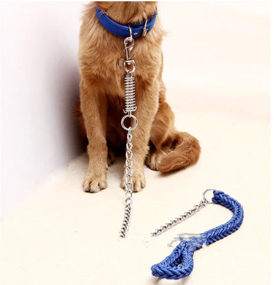Handwoven Spring Dog Leash with Collar for Large Dogs - Fullshopping