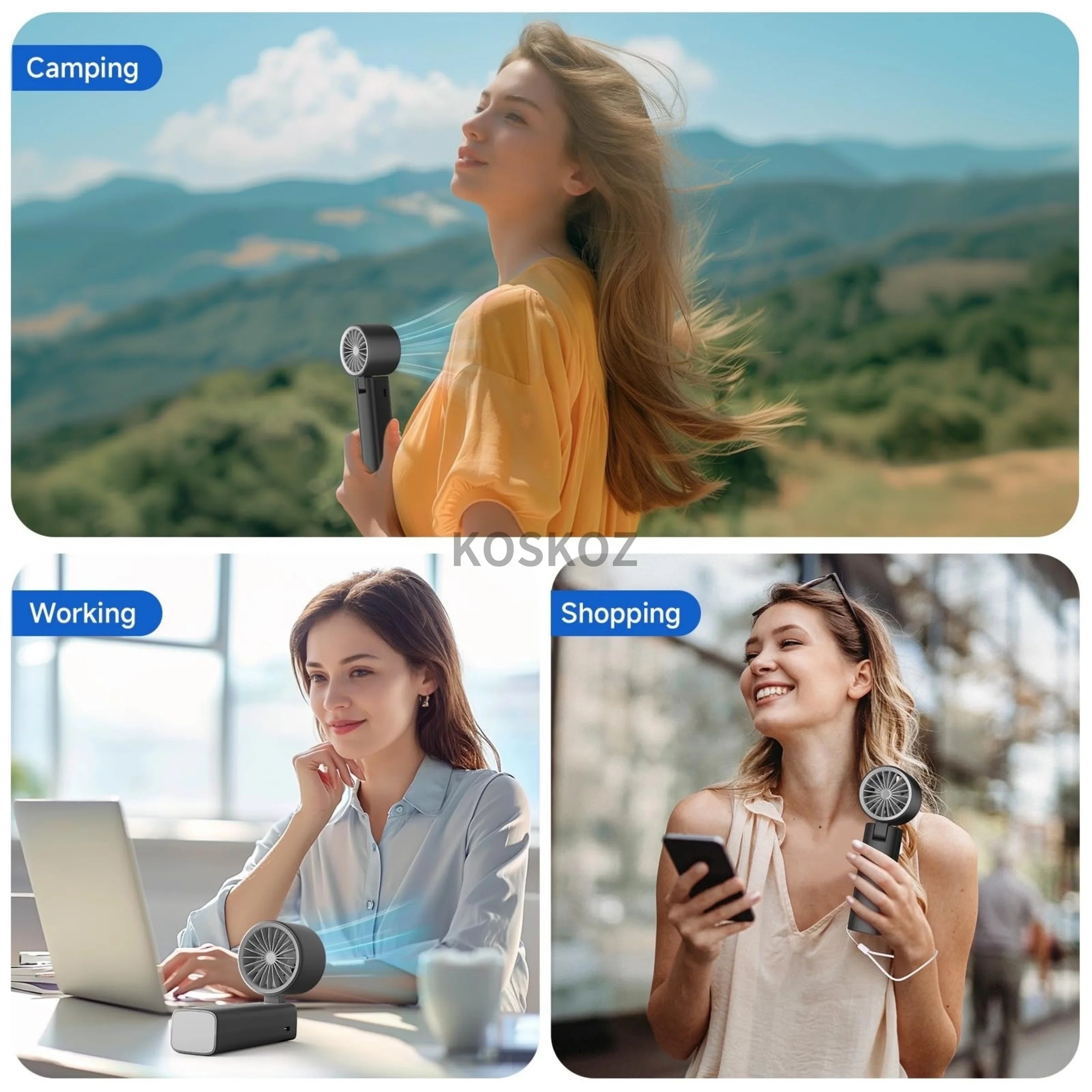 Portable Handheld Turbo Fan - Foldable Mini Fan with Air Turbo Tech, 1-199 Speed Adjustment, Battery-Powered for Indoor/Outdoor - Fullshopping