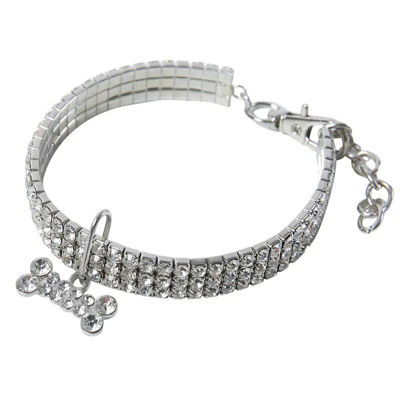 Bling Rhinestone Dog Collar with Leash for Small Dogs - Fullshopping