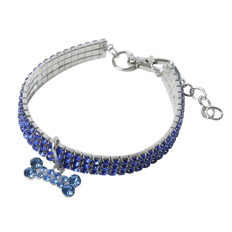 Bling Rhinestone Dog Collar with Leash for Small Dogs - Fullshopping