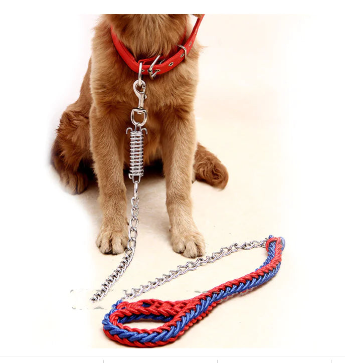 Handwoven Spring Dog Leash with Collar for Large Dogs - Fullshopping
