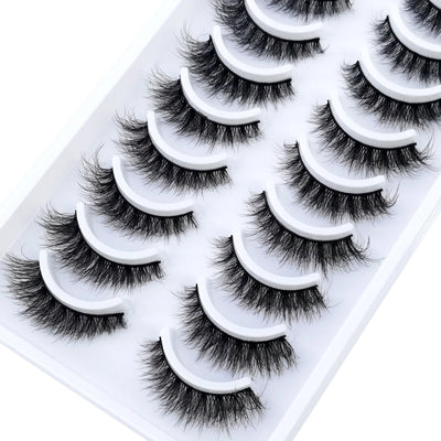 HBZGTLAD 10 pairs Eyelashes 3D Natural Long False Lashes Fluffy Soft Cross Manga Lashes Wispy Natural Eyelash Extension Makeup - Fullshopping