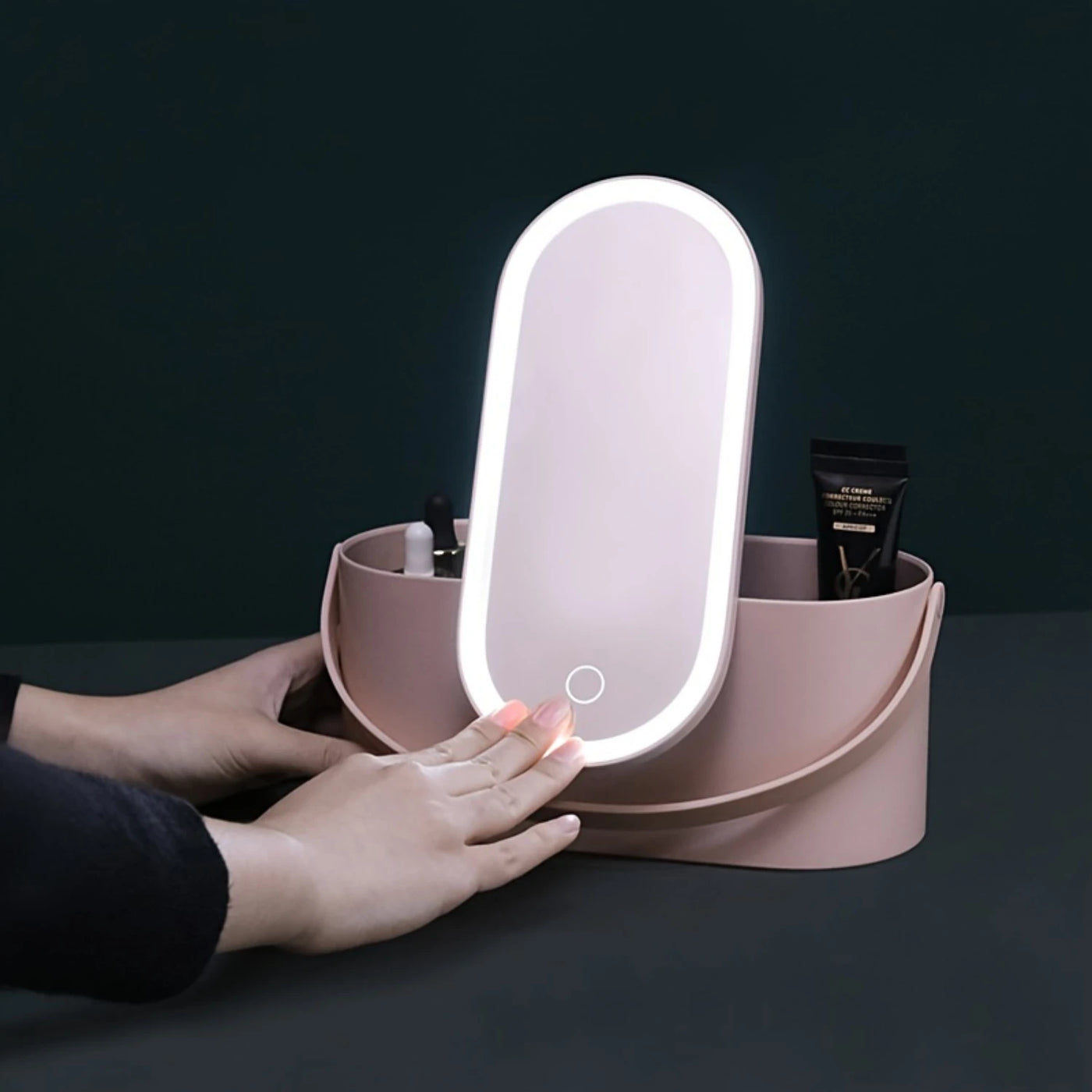 Cosmetic Storage Box, Cosmetic Bag, Makeup Bag, Portable Toiletry Case, Travel Cosmetic Case With Mirror And LED Lights; Great G - Fullshopping