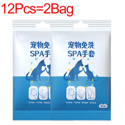 30/6PCS Cat Dog Disposable Glove Towels Pet Wash Free Glove No Rinse Washing Gloves Towels Deodorizing Dry Cleaning Wet Towels - Fullshopping