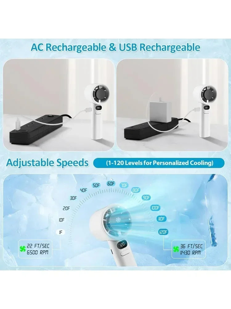 Portable USB Rechargeable Turbo Fan Mini Handheld Display Readout Fan for Outdoor Use Perfect Gift for Kids Car & Girlfriend - Fullshopping