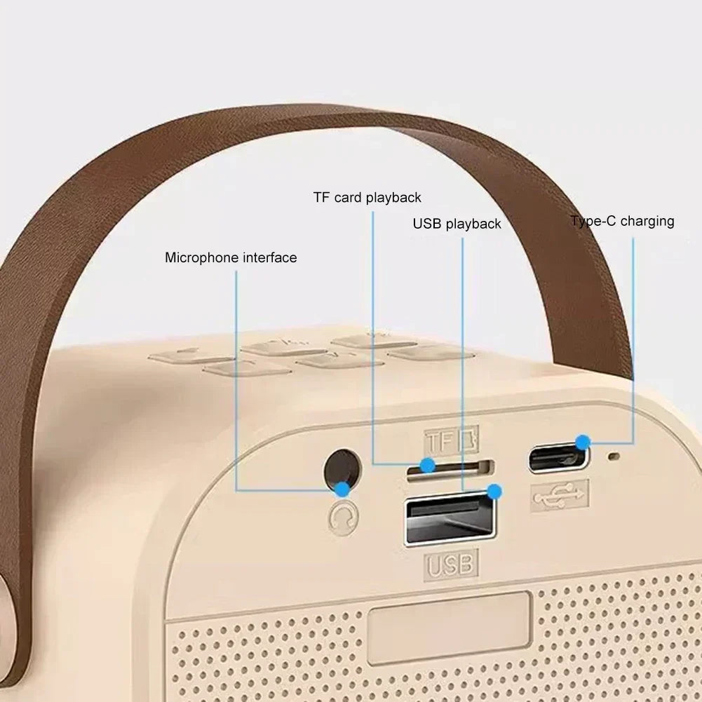 K12 Wireless Bluetooth Speaker Multifunction with 2 Microphone RGB Portable Music Player Karaoke Machine for Child Home Gift - Fullshopping