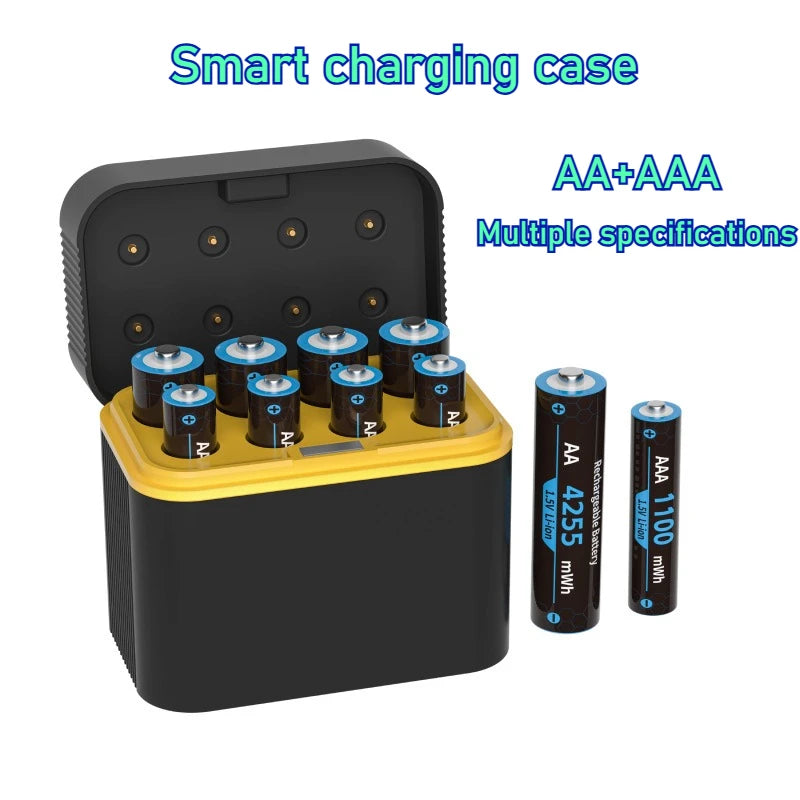 AA/AAA 8 Slots with Smart Charger with 1.5V 4255mWh/3400mWh Lithium Batteries – Fast Charging Battery Charger Set - Fullshopping