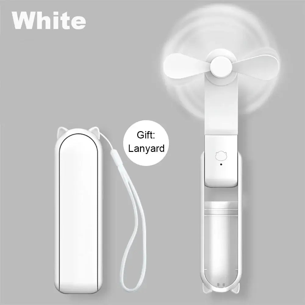 Portable Mini Handheld Fan Small Pocket Fan USB Rechargeable Battery Fan Folding Cooling Hand Fan Mini USB Fan with Power Bank - Fullshopping