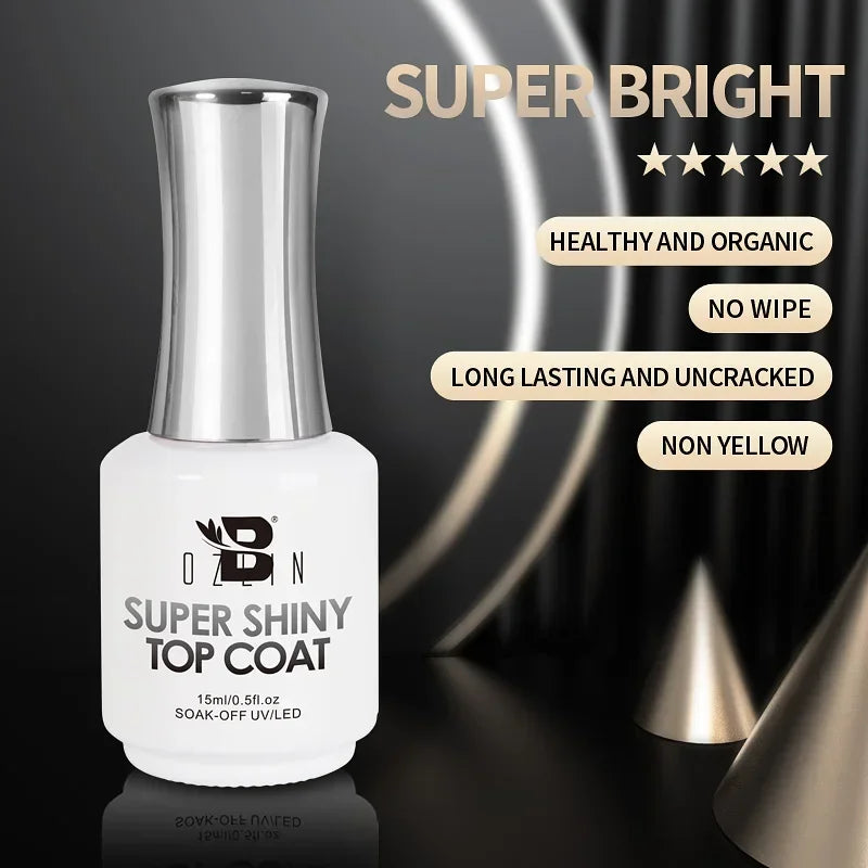 BOZLIN 15ML Super Top Coat  Function Gel No Wipe Matte Top Gel Transparent Soak Off  UV LED Nail Art Manicure Gel Varnish Primer - Fullshopping