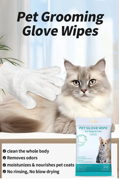 6pcs/bag Pet wash free gloves cats dogs bathing cleaning dry cleaning wipes gloves deodorizing wipes pet products - Fullshopping