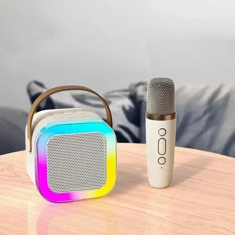 K12 Wireless Bluetooth Speaker Multifunction with 2 Microphone RGB Portable Music Player Karaoke Machine for Child Home Gift - Fullshopping