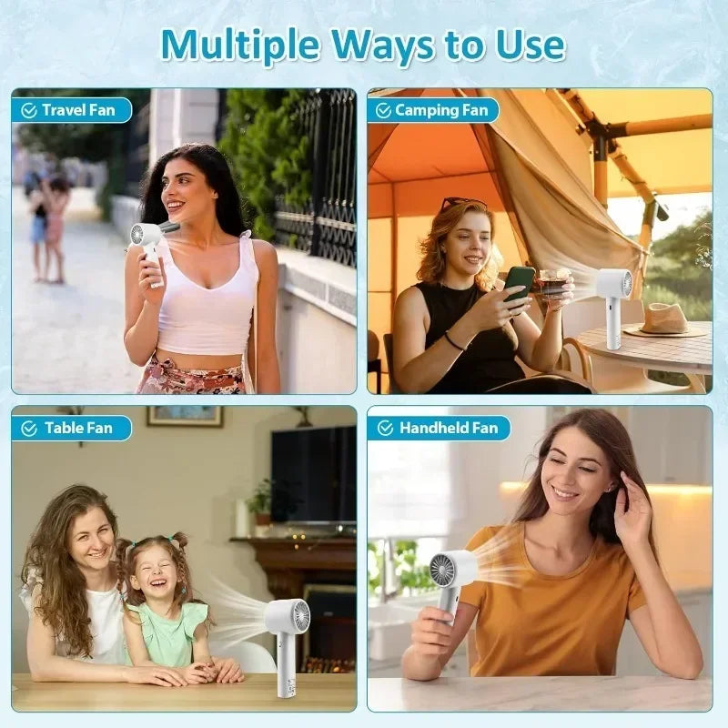 Portable USB Rechargeable Turbo Fan Mini Handheld Display Readout Fan for Outdoor Use Perfect Gift for Kids Car & Girlfriend - Fullshopping