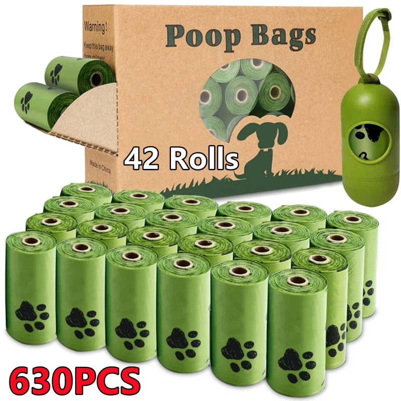 New Pet Biodegradable Trash Bag Dog Poop Bags Bulk Biobase Scented Poo Bag Degradable Cat Waste Bags Dog Poop Dispenser Gifts - Fullshopping