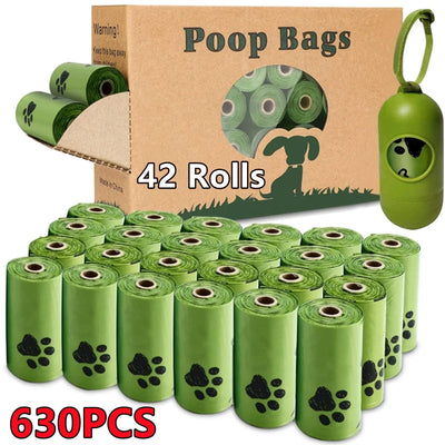 New Pet Biodegradable Trash Bag Dog Poop Bags Bulk Biobase Scented Poo Bag Degradable Cat Waste Bags Dog Poop Dispenser Gifts - Fullshopping