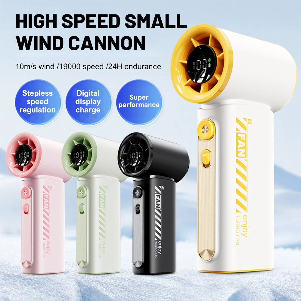 Portable Handheld Turbo Fan 100 Wind Speeds Adjustable Mini Personal Fan USB Rechargeable Battery Operated Electric Pocket Fan - Fullshopping