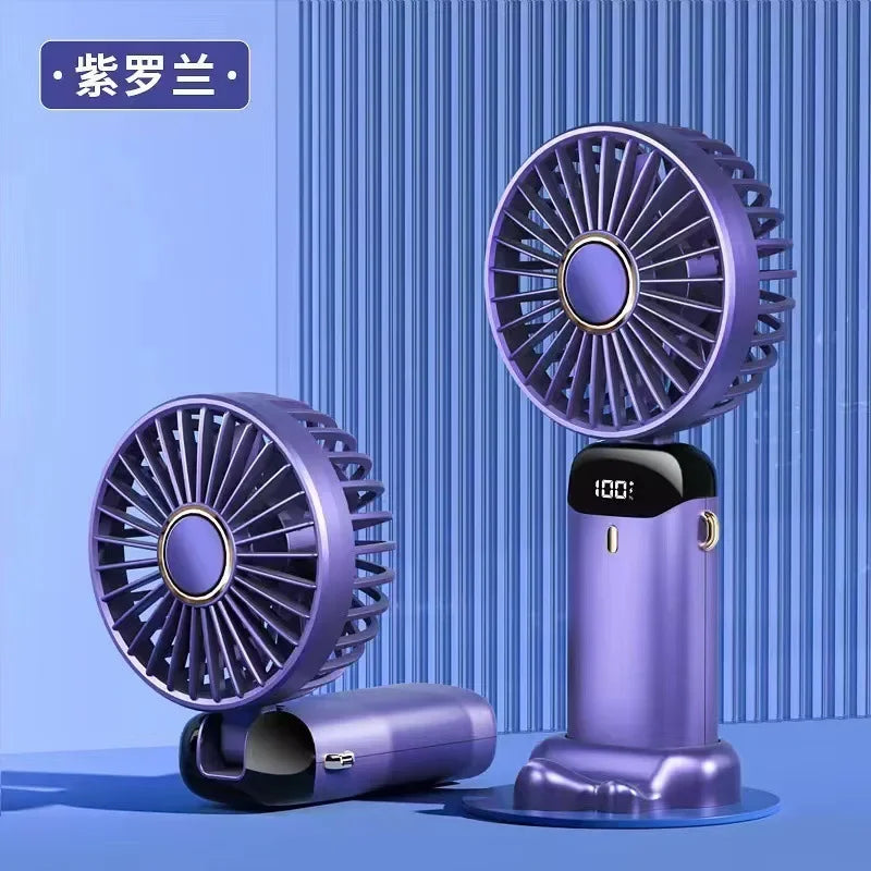 Handheld Fan with Digital Display, Foldable Fan Neck Hanging Fan, USB Charging Mini Fan Suitable for Outdoor Use in Offices - Fullshopping