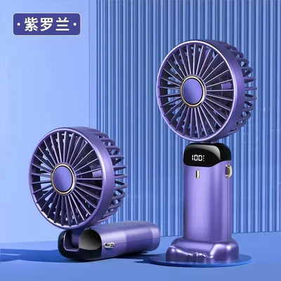 Handheld Fan with Digital Display, Foldable Fan Neck Hanging Fan, USB Charging Mini Fan Suitable for Outdoor Use in Offices - Fullshopping