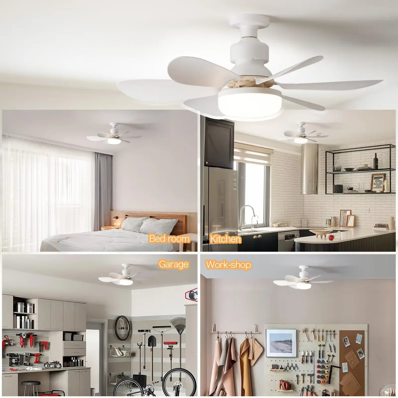 1pcs Ceiling Fans Light E27 LED with Remote Dimming Function Ceiling Fan Light for Bedroom Garage Study Kitchen and Home Use - Fullshopping