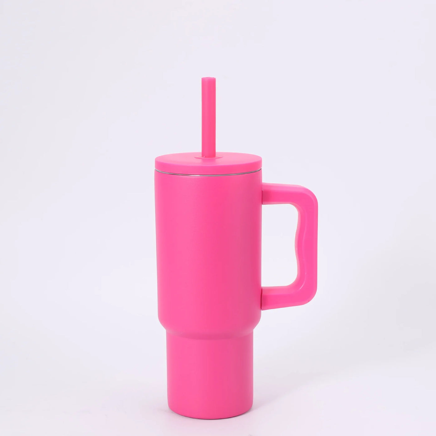 24OZ Car Thermos Cup With Straw Handle,Double Stainless Steel Flasks,Large Capacity Drinkware,Outdoor Ice Bullock Water Bottle - Fullshopping
