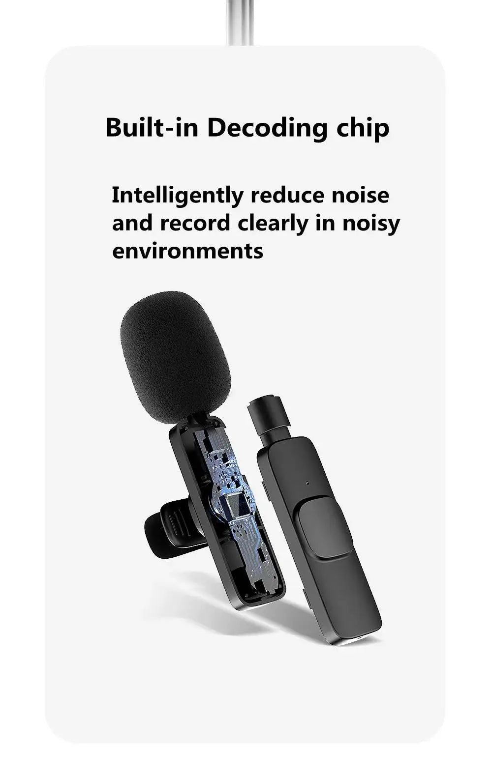 Wireless Lavalier Microphone Mini Portable Audio Video Recording Mic for iPhone Android Live Broadcast Gaming - Fullshopping