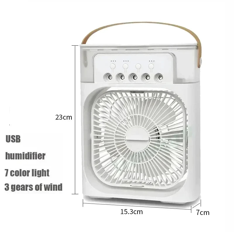 New 3 In 1 Fan AIr Conditioner Household Small Air Cooler LED Night Light Portable Humidifier Air Adjustment Fan Office Home Fan - Fullshopping