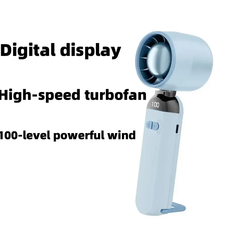 Portable Handheld Fan 5 Speed Adjustable Cooling Mini Turbo Fan with Digital Display Suitable For Outdoor Travel And Desktop Use - Fullshopping