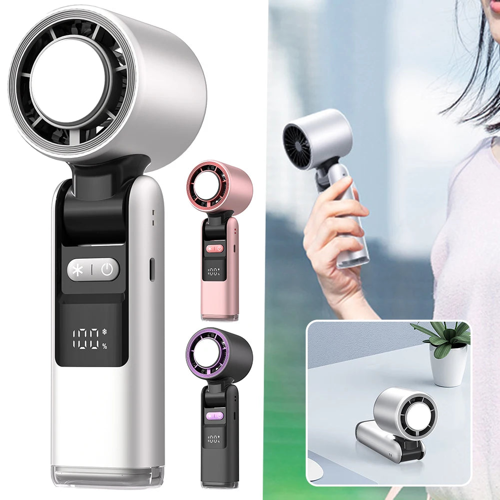 Portable Hand Fan Speed 1-100 Turbos Chilled Mini Bladeless Handheld Fan USB Rechargeable Personal Highspeed Fans Electric Fan - Fullshopping