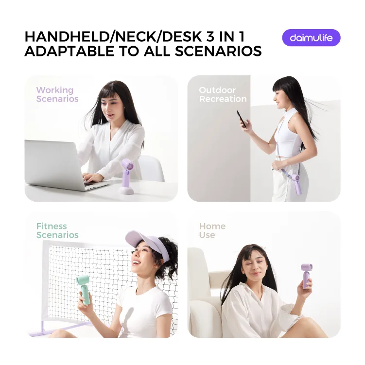 High Speed Handheld Fan 1-100 Stepless Speed Adjustment, Portable Turbo Fan 3 IN 1 Rechargeable Fans 90° Foldable ﻿ - Fullshopping