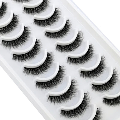 HBZGTLAD 10 pairs Eyelashes 3D Natural Long False Lashes Fluffy Soft Cross Manga Lashes Wispy Natural Eyelash Extension Makeup - Fullshopping