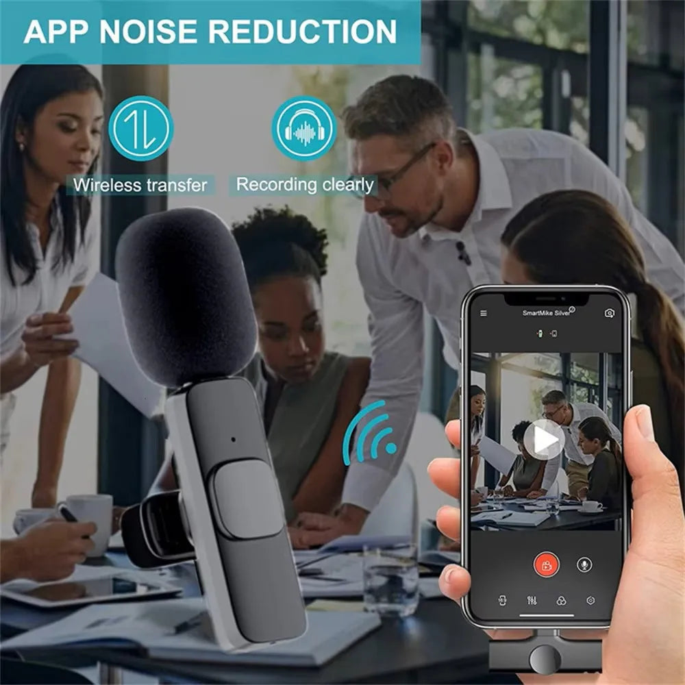 Wireless Lavalier Microphone Mini Portable Audio Video Recording Mic for iPhone Android Live Broadcast Gaming - Fullshopping