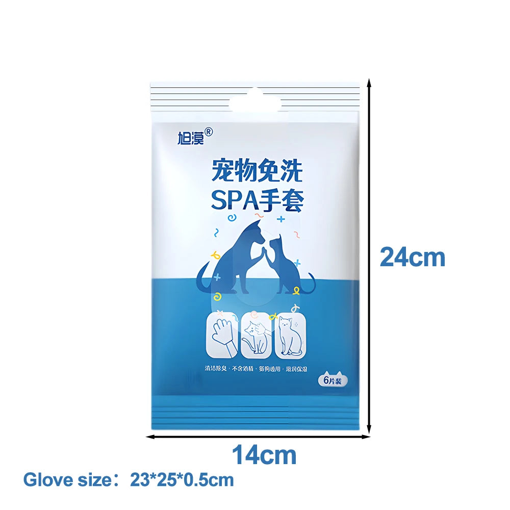 30/6PCS Cat Dog Disposable Glove Towels Pet Wash Free Glove No Rinse Washing Gloves Towels Deodorizing Dry Cleaning Wet Towels - Fullshopping