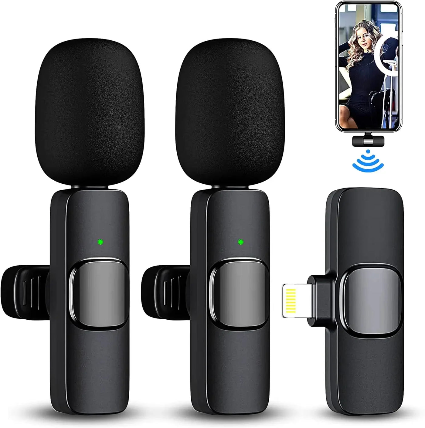 Lavalier Microphone 2.4G Wireless Portable Audio Video Recording Mini Mic for iPhone Android Live Broadcast Gaming Phone - Fullshopping