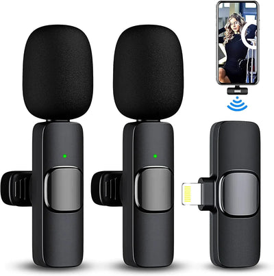Lavalier Microphone 2.4G Wireless Portable Audio Video Recording Mini Mic for iPhone Android Live Broadcast Gaming Phone - Fullshopping