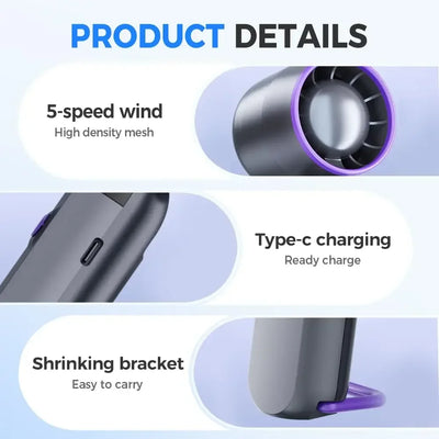 100 Speeds Handheld Fan Turbo Portable Fan With LED Battery Indicator USB Charging Foldable Mini Size For Outdoor Use - Fullshopping