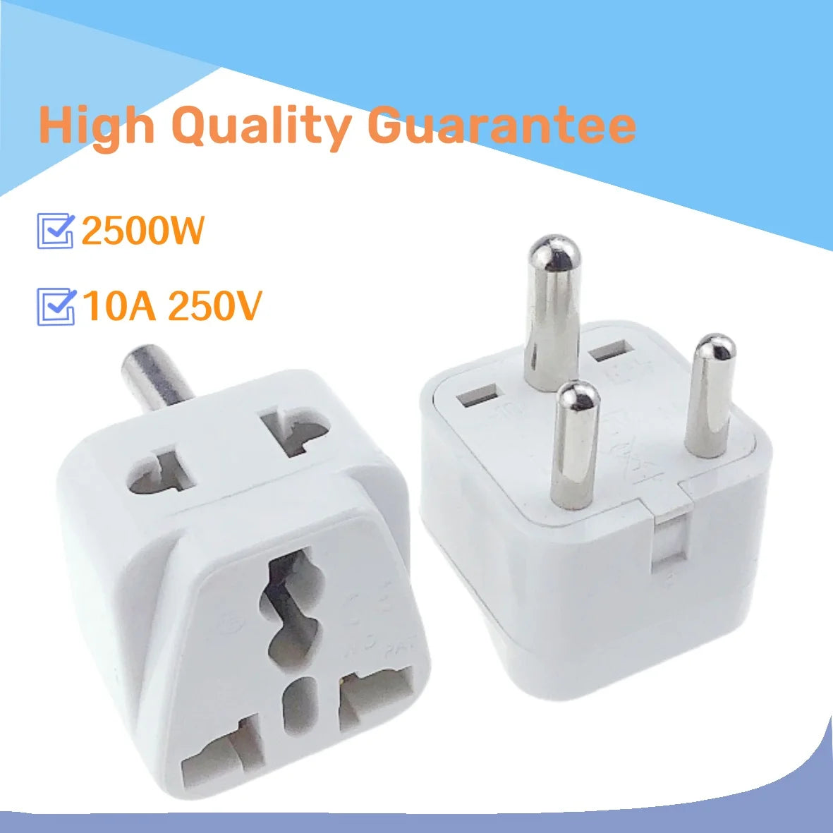 2 in 1 South Africa ZA India IN Plug Adapter Universal Converter Travel Power Plug 3 pins round AC adaptor Plug Type D - Fullshopping