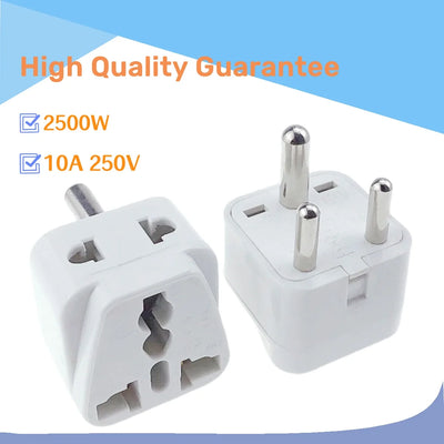 2 in 1 South Africa ZA India IN Plug Adapter Universal Converter Travel Power Plug 3 pins round AC adaptor Plug Type D - Fullshopping