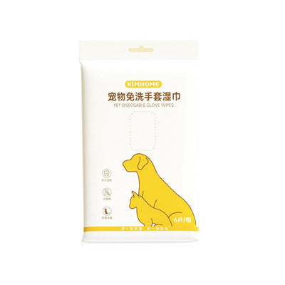 Pet Cleaning Glove Wipes Disposable Pet Grooming Glove for Cats & Dogs, 6 Pieces Per Pack, Pet Cleaning Supplies - Fullshopping