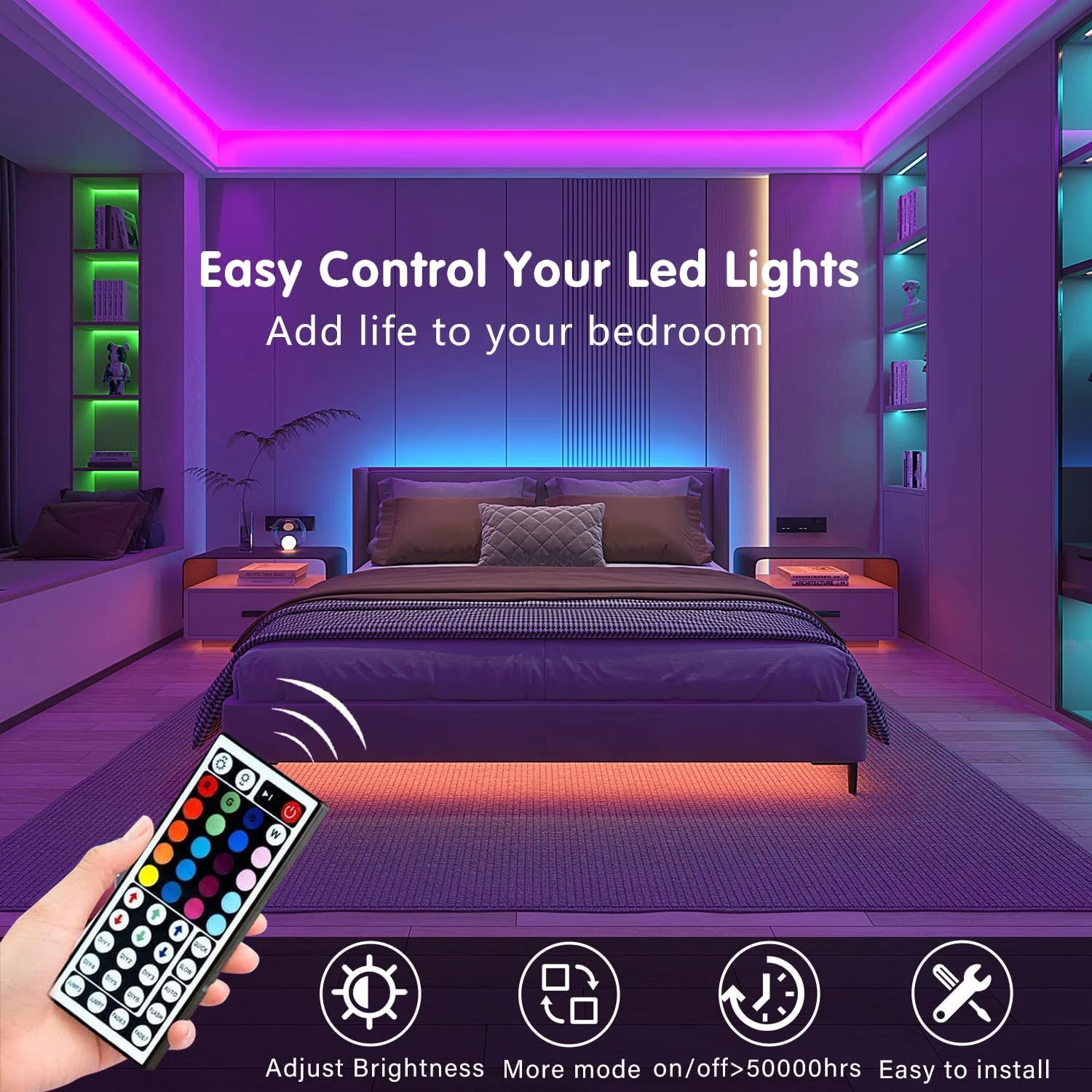 10m 20m Led Strip Lights with 44 Key Remote Control RGB Tape Led Wall Room for Home Bedroom Party Decor TV Backlight - Fullshopping