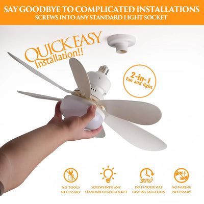 LED 40W ceiling fan light E27 with remote control for dimming, suitable for living room, study, household use, 85-265V - Fullshopping