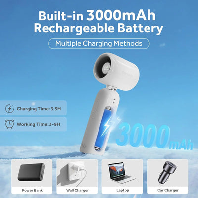 High Speed Handheld Fan 1-100 Stepless Speed Adjustment, Portable Turbo Fan 3 IN 1 Rechargeable Fans 90° Foldable ﻿ - Fullshopping